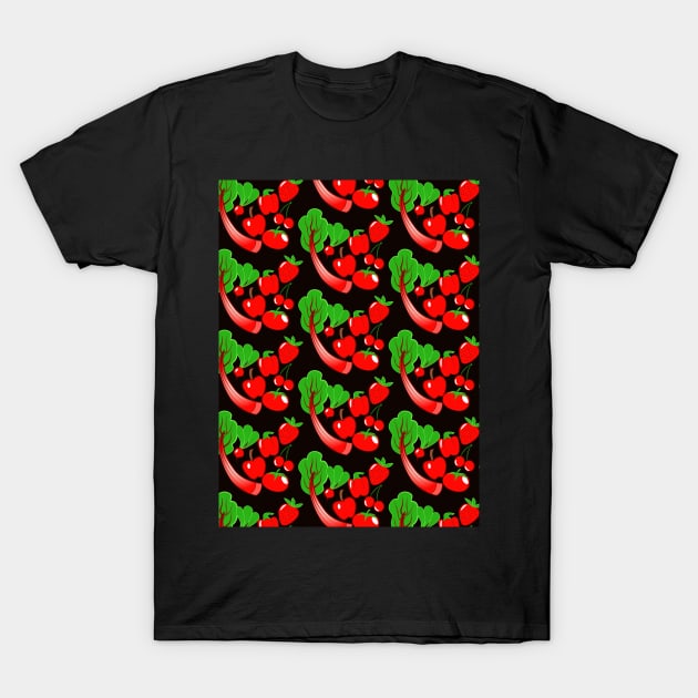 Red Foods Pattern T-Shirt by Fad-Artwork